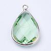 Silver Color Plated Brass Glass Teardrop Pendants GLAA-M006-A-01S-2