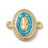 Rack Plating Brass Micro Pave Clear Cubic Zirconia Connector Charms KK-D088-39G-2