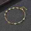 304 Stainless Steel Dapped Chains Bracelets for Women BJEW-D466-08B-G-4