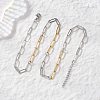 4MM Two Tone 304 Stainless Steel Paperclip Chain Necklaces NJEW-JN05625-2