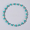 Beach Vacation Style Natuarl Aquamarine & Dyed White Jade Beaded Stretch Bracelet Women RO9590-4-1