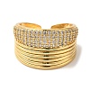 Brass Micro Pave Cubic Zirconia Open Cuff Rings for Women RJEW-G325-01E-G-2
