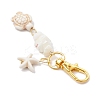 2Pcs Starfish & Sea Turtle Synthetic Turquoise & Natural White Mother of Pearl Shell Chip Pendant Decorations HJEW-JM03169-6