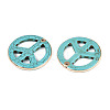 Dyed Synthetic Turquoise Peace Sign Pendants TURQ-T004-31A-2