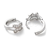 Brass Micro Pave Clear Cubic Zirconia Hoop Earrings EJEW-C121-06P-2