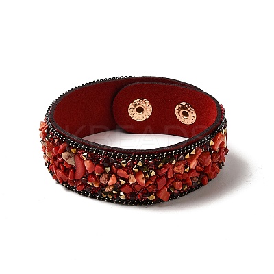 Faux Suede Snap Cord Bracelet BJEW-F428-13-1