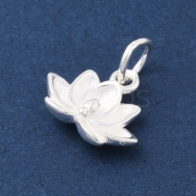 925 Sterling Silver Flower Charms with Jump Rings and 925 Stamp STER-M021-02S-04-1