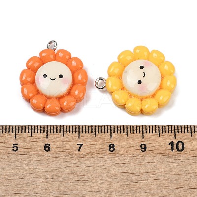Sunflower Opaque Resin Pendants RESI-Z034-01P-1