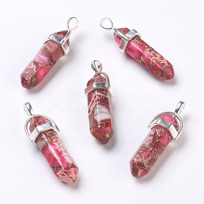 Synthetic Regalite/Imperial Jasper/Sea Sediment Jasper Pointed Pendants G-I203-E-1