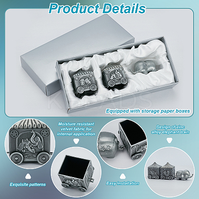 Tibetan Style Zinc Alloy Elephant Train Engraved My First Curl/Tooth Boxes CON-WH0089-108AS-1