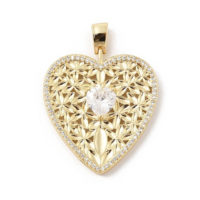 Brass Micro Pave Cubic Zirconia Pendants KK-U047-15G-1