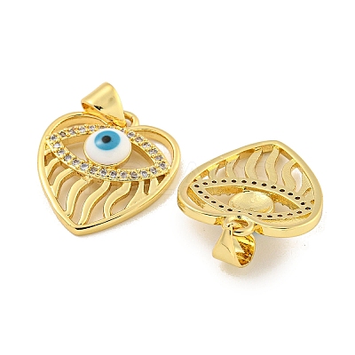 Rack Plating Brass Enamel Cubic Zirconia Pendants KK-B091-10-1