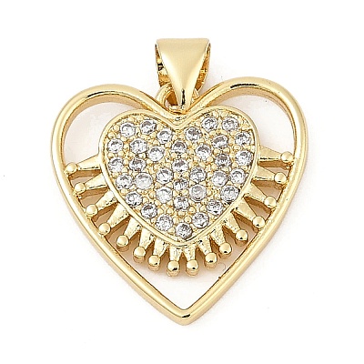 Brass Micro Pave Cubic Zirconia Pendants KK-U058-33G-1