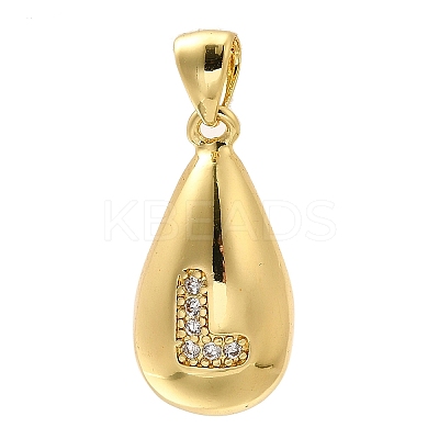 Rack Plating Brass Micro Pave Cubic Zirconia Pendants KK-L226-102G-L-1