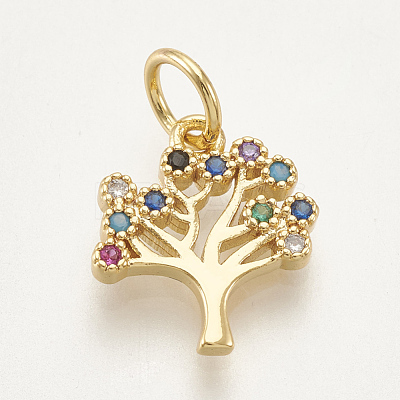 Brass Micro Pave Cubic Zirconia Charms ZIRC-S061-56G-1