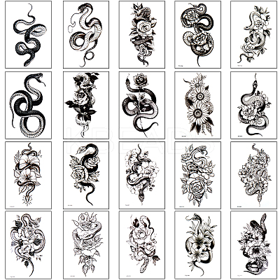 20Pcs 20 Styles Removable Temporary Water Proof Tattoos Paper Stickers DIY-CP0012-48C-1