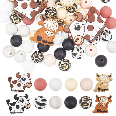 72pcs 12 style Food Grade Silicone Focal Beads SIL-CA0003-20-1