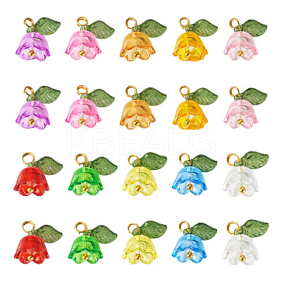 100Pcs 10 Colors Transparent Acrylic Pendants PALLOY-TAC0097-1