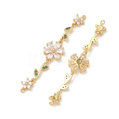 Brass Pave Cubic Zirconia Connector Charms KK-Z139-02G-1