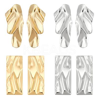 4 Pairs 4 Styles Alloy Stud Earrings with 304 Stainless Steel Pins EJEW-AN0004-61-1