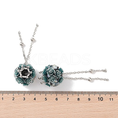 Handmade Flower Polymer Clay Rhinestone Tassel Dangle Beads CLAY-H003-02M-1