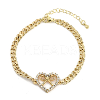 Brass Micro Pave Clear Cubic Zirconia Link Bracelets LS-BJEW-M050-05G-01-1