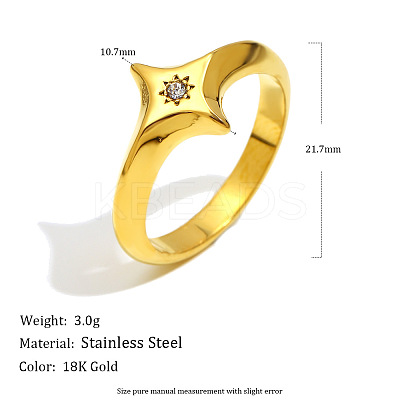 316L Surgical Stainless Steel with Clear Cubic Zirconia Finger Rings WGD89A7-01-1