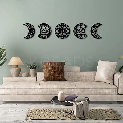 Wood Moon Phase Pendant Decoration HJEW-WH20013-003-1