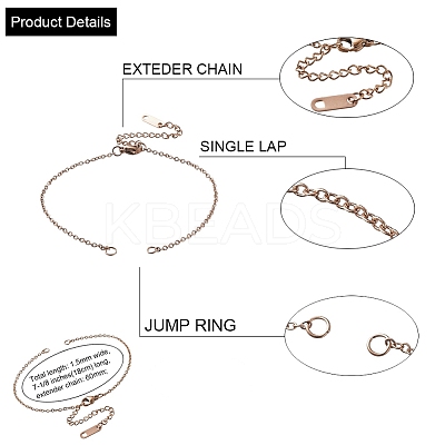 304 Stianless Steel Cable Chain Bracelet Making STAS-CJ0001-135RG-1