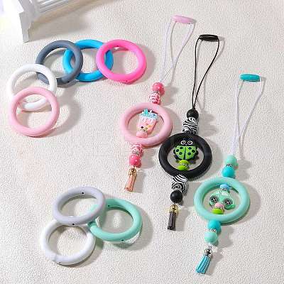 9Pcs Ring Food Grade Eco-Friendly Silicone Focal Beads JX895C-1