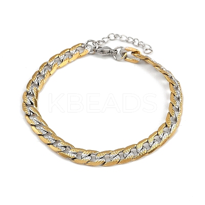 304 Stainless Steel Curb Chain Bracelets for Women BJEW-G757-14GP-1