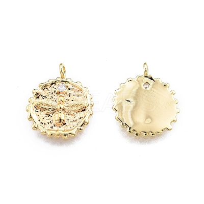 Brass Micro Pave Clear Cubic Zirconia Pendants KK-C006-34G-1