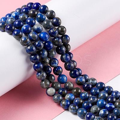 Natural Lapis Lazuli Smooth Round Beads Strands G-I181-09-6mm-1