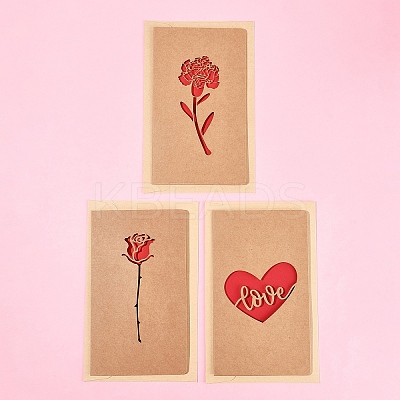 3 Sets Kraft Paper Greeting Cards AJEW-FS0001-27C-1