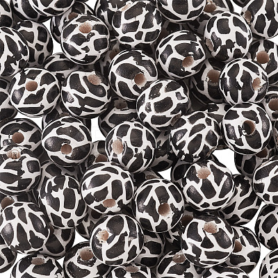 Printed Natural Wooden Beads WOOD-TA0001-57-1