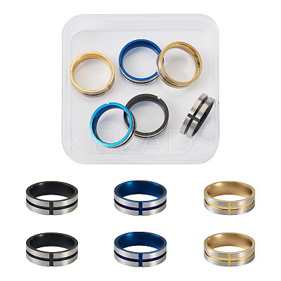 6Pcs 3 Style Stainless Steel Plain Band Rings RJEW-CF0001-01-1