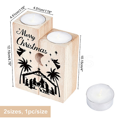 Wooden Candle Holders Set AJEW-SD0001-21F-1