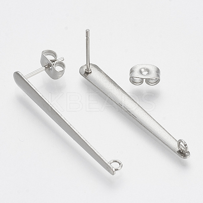Non-Tarnish 201 Stainless Steel Stud Earring Findings LS-X-STAS-S079-45B-1