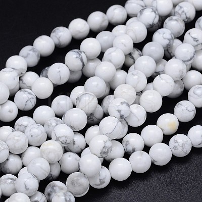 Round Natural Howlite Bead Strands G-F222-14-6mm-1