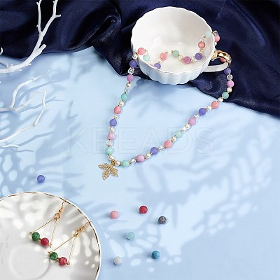200Pcs DIY Frosted Natural & Dyed White Jade Beaded Stretch Bracelet Making Kits DIY-SC0014-79-1