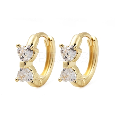 Bowknot Brass Micro Pave Clear Cubic Zirconia Hoop Earrings EJEW-L299-04G-1