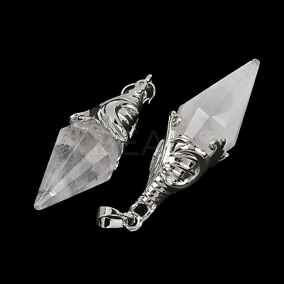 Natural Quartz Crystal Faceted Bicone Big Pendants G-Z101-03P-05-1