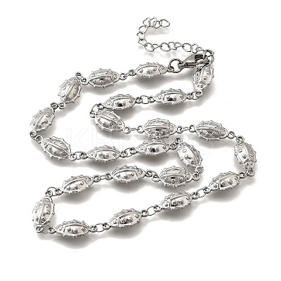 304 Stainless Steel Ladybug Link Chain Necklaces for Women Men NJEW-K249-21B-P-1