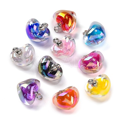 AB Color Resin Heart Pendants RESI-U002-06-1