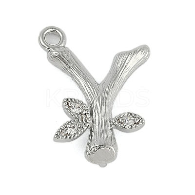 Brass Crystal Rhinestone Letter Links Connector Charms KK-S395-06P-Y-1