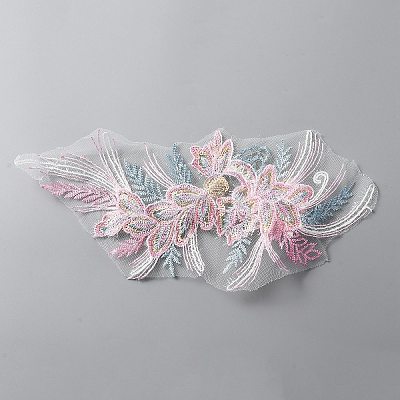 Flower Pattern 3D Computerized Embroidered Appliques DIY-WH0410-10B-1
