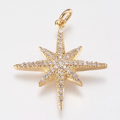 Brass Micro Pave Cubic Zirconia Pendants ZIRC-E145-52G-1