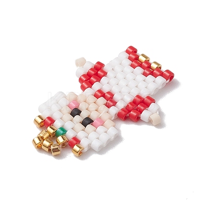 Christmas Seed Beads Beaded Charms PALLOY-MZ00257-01-1