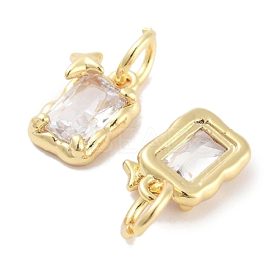 Brass Micro Pave Cubic Zirconia Charms KK-C051-10G-05-1