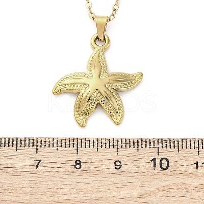 Starfish 304 Stainless Steel Pendant Necklaces NJEW-M096-21G-1